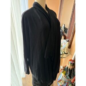 Babette Ballinger New York Bk Draped Open Front Cardigan Ribbed Shawl Collar L